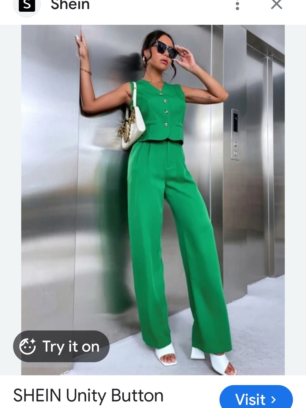 SHEIN Bright Green Sleeveless Vest & Matching Pants Set